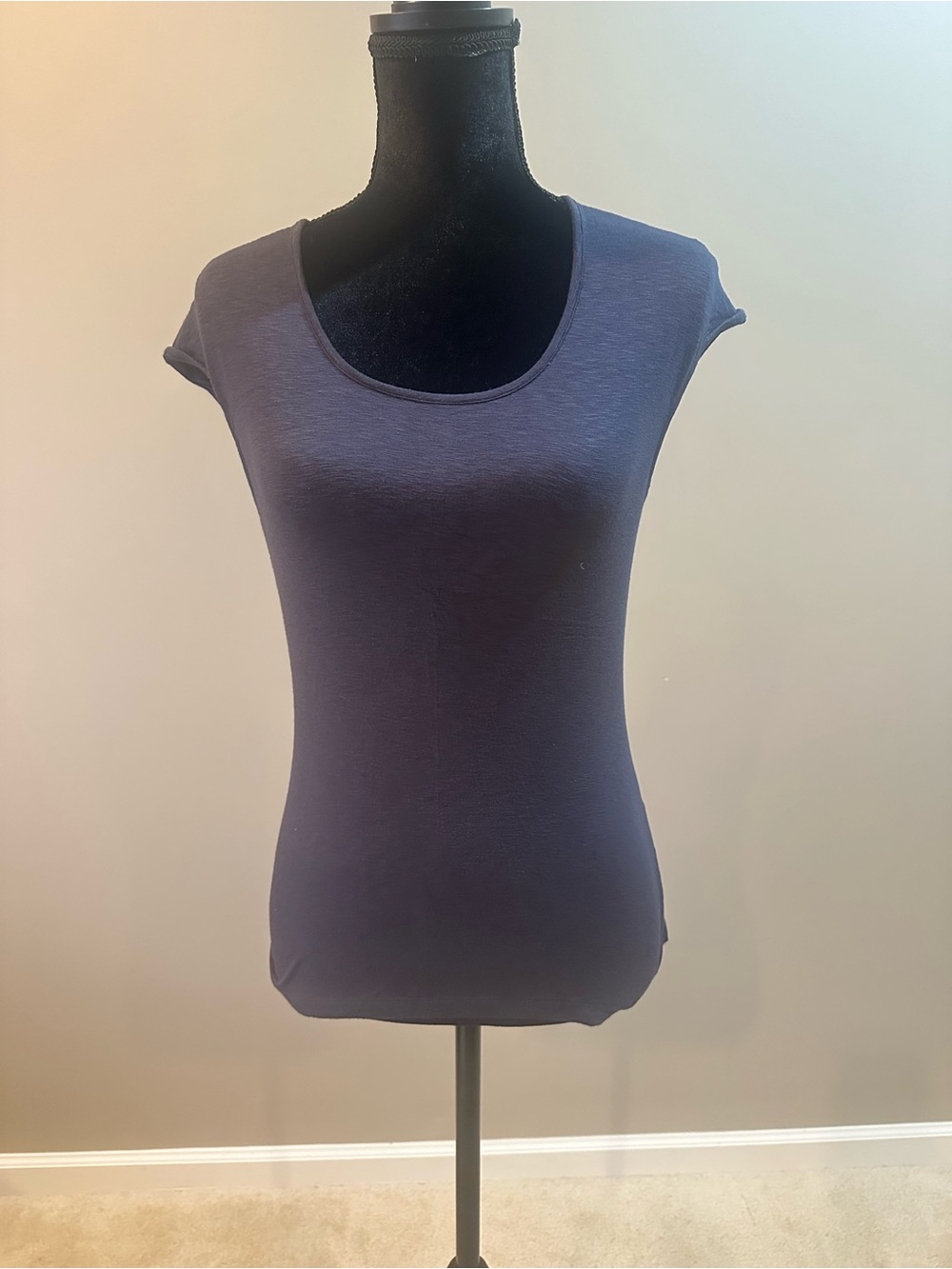 Santorelli Scoop Neck Short Sleeve Top - Navy